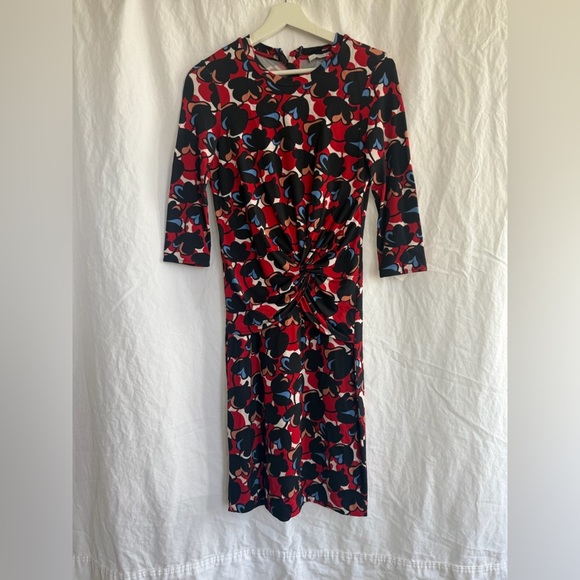 BOSS ELEIKA PRINT JERSEY SHEATH DRESS FLORAL RED BLACK Size XS - Picture 5 of 16